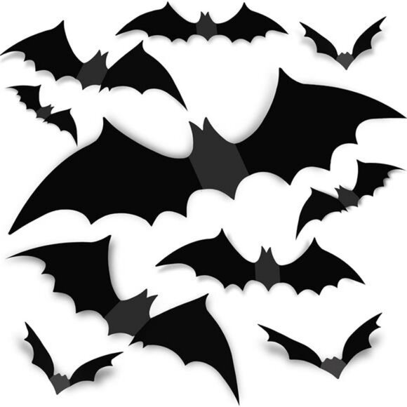 Bats Wall Decor 120PCS Halloween Decoration Bats Realistic PVC 3D Black Scary - Picture 1 of 7
